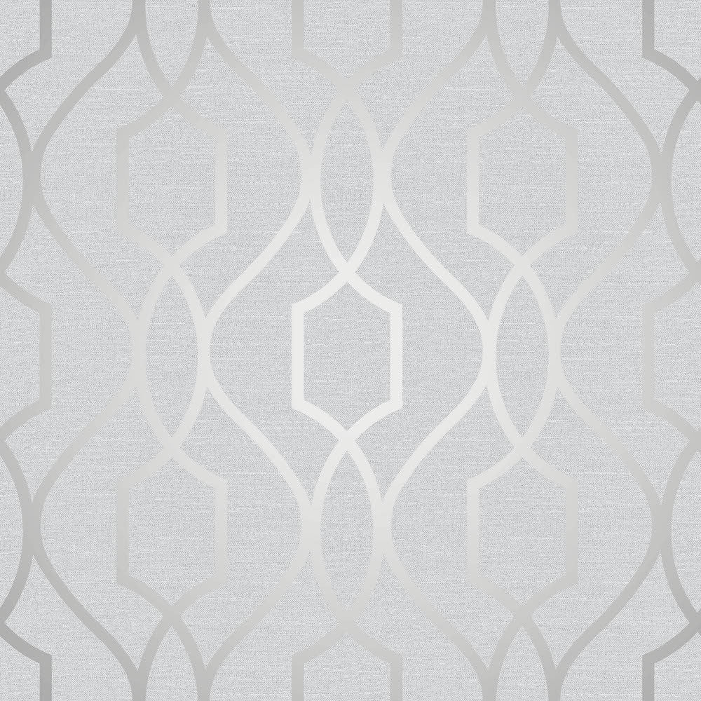 Fine Decor Apex Trellis Silver Curved Wallpaper