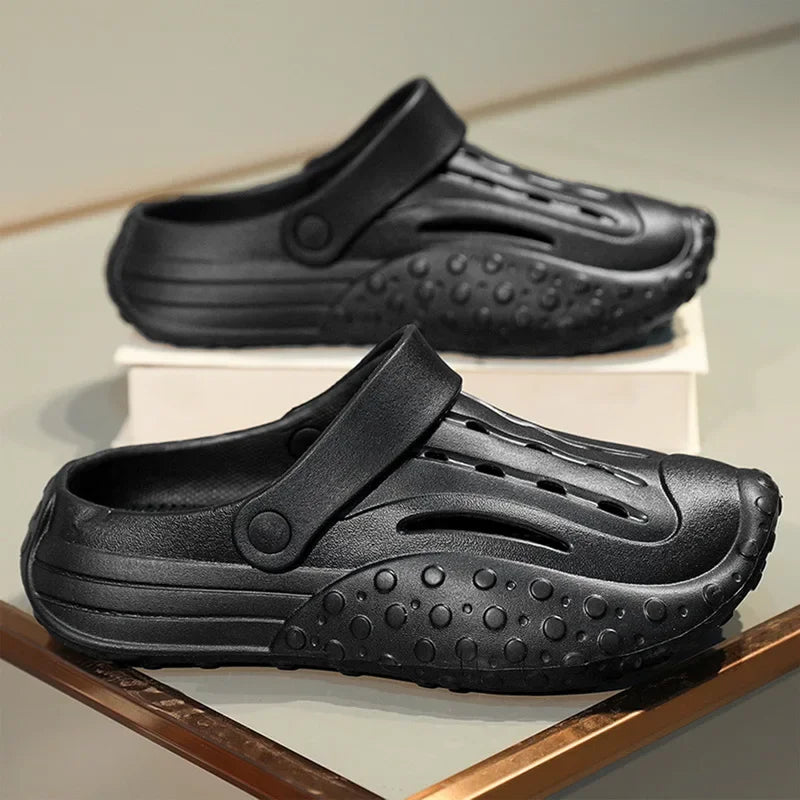 Chanclas de dedo hombre negras detalle