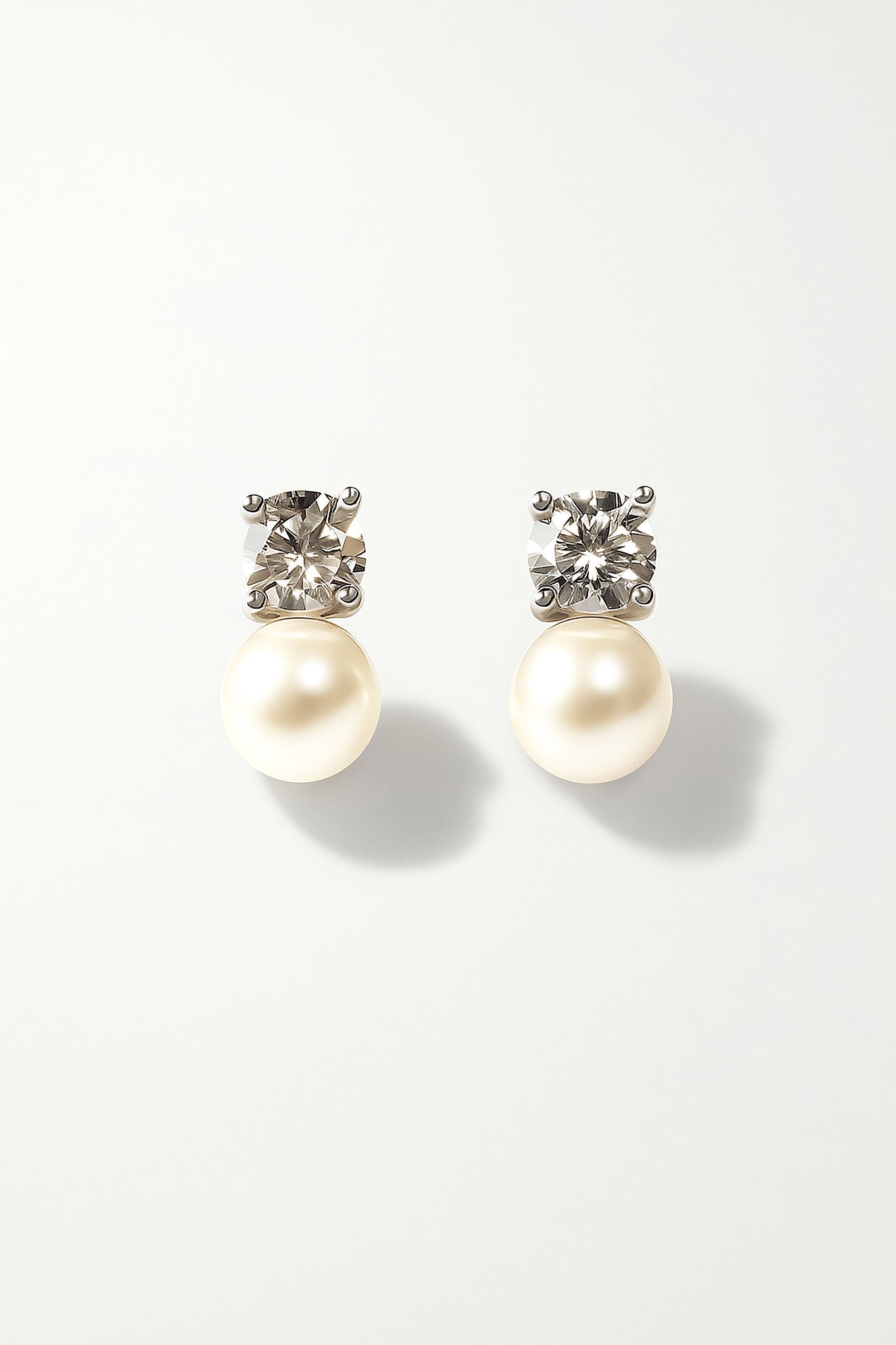 Pearl and Moissanite Duo Stud earrings bridal NZ