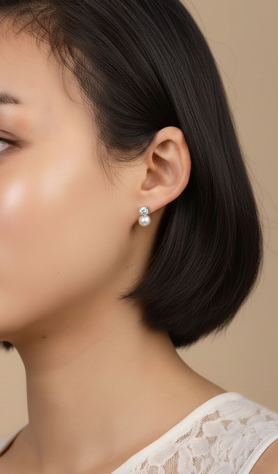 Moissanite and Pearl Duo Studs bridal styling