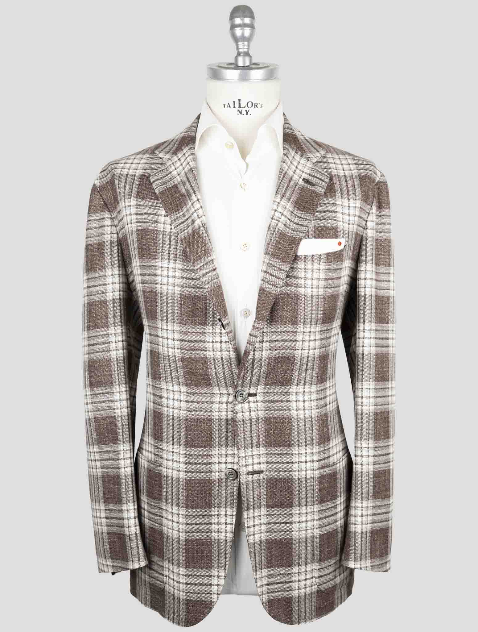 Kiton Brown Cashmere Virgin Wool Silk Linen Blazer