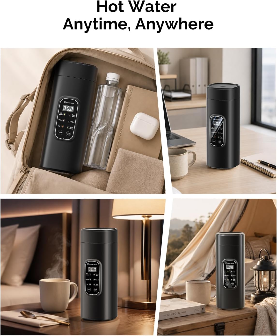 Compact electric kettle for hot drinks