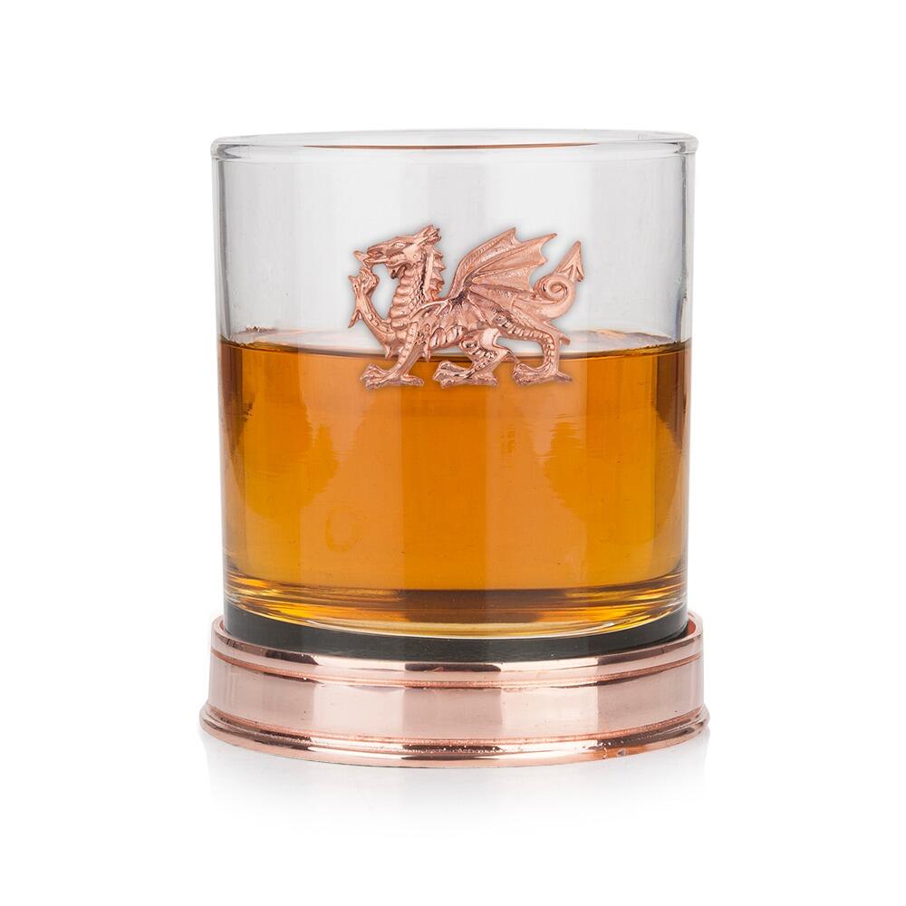 Welsh Dragon whisky tumbler with copper base option