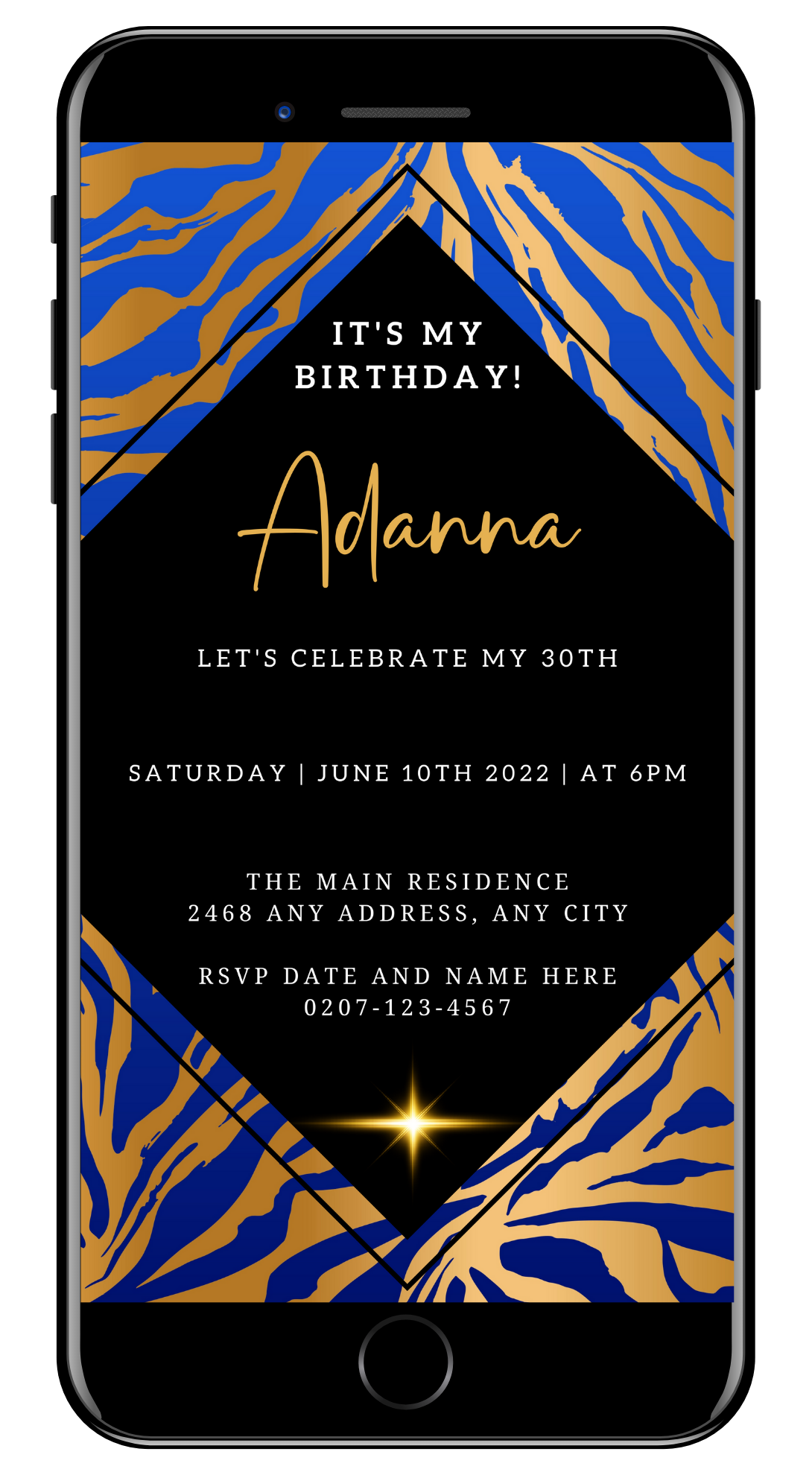Blue Lilac Animal Print Customisable Party Evite