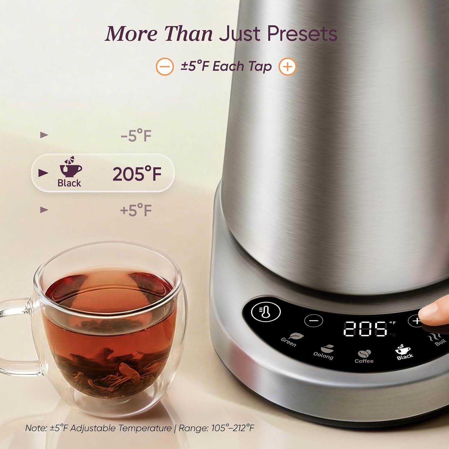 Electric kettle shown as a product example in a material comparison