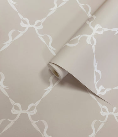 Tied With A Bow Warm Grey Curved Wallpaper