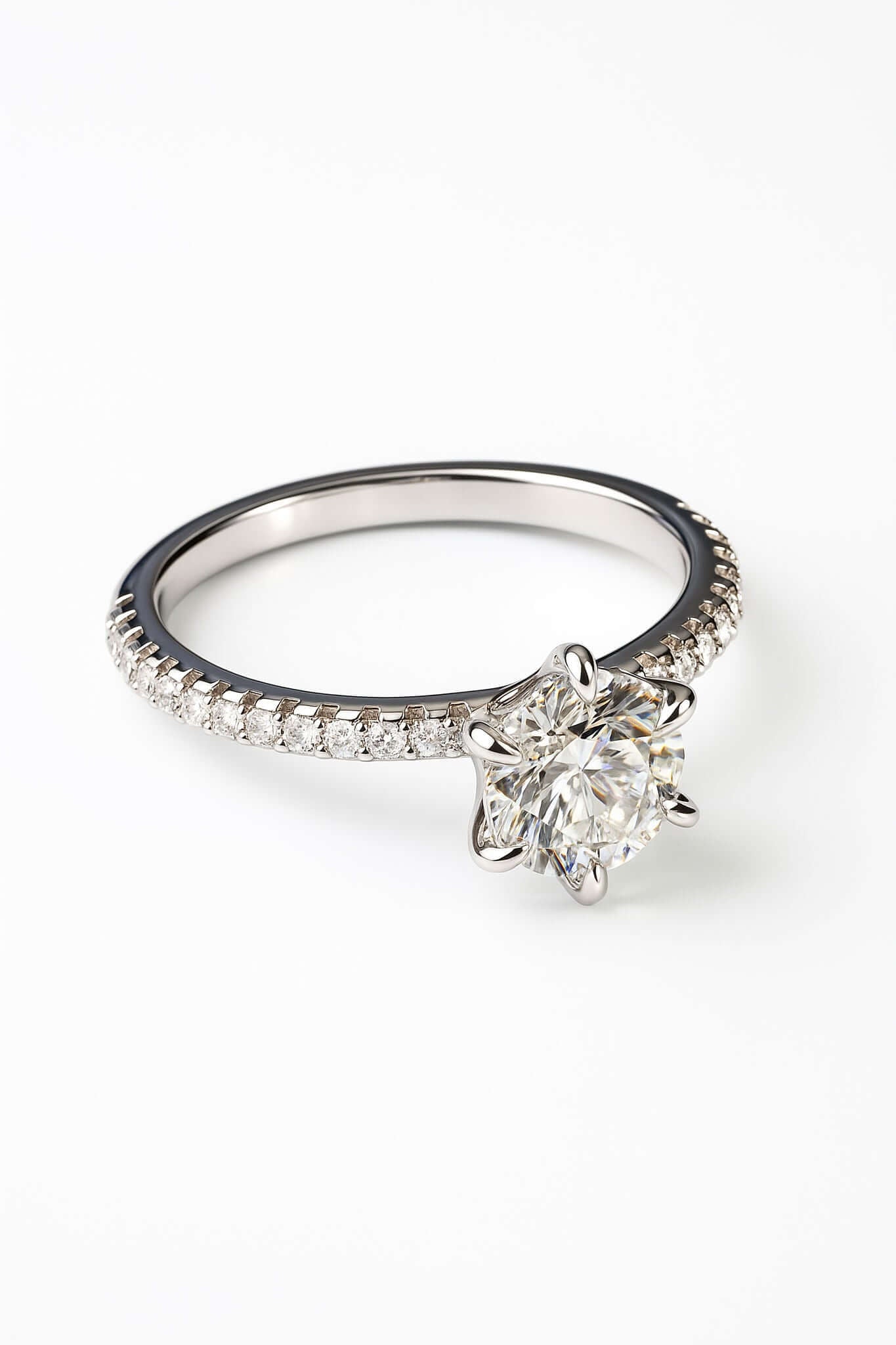 Moissanite Solitaire Pavé Ring promise ring NZ