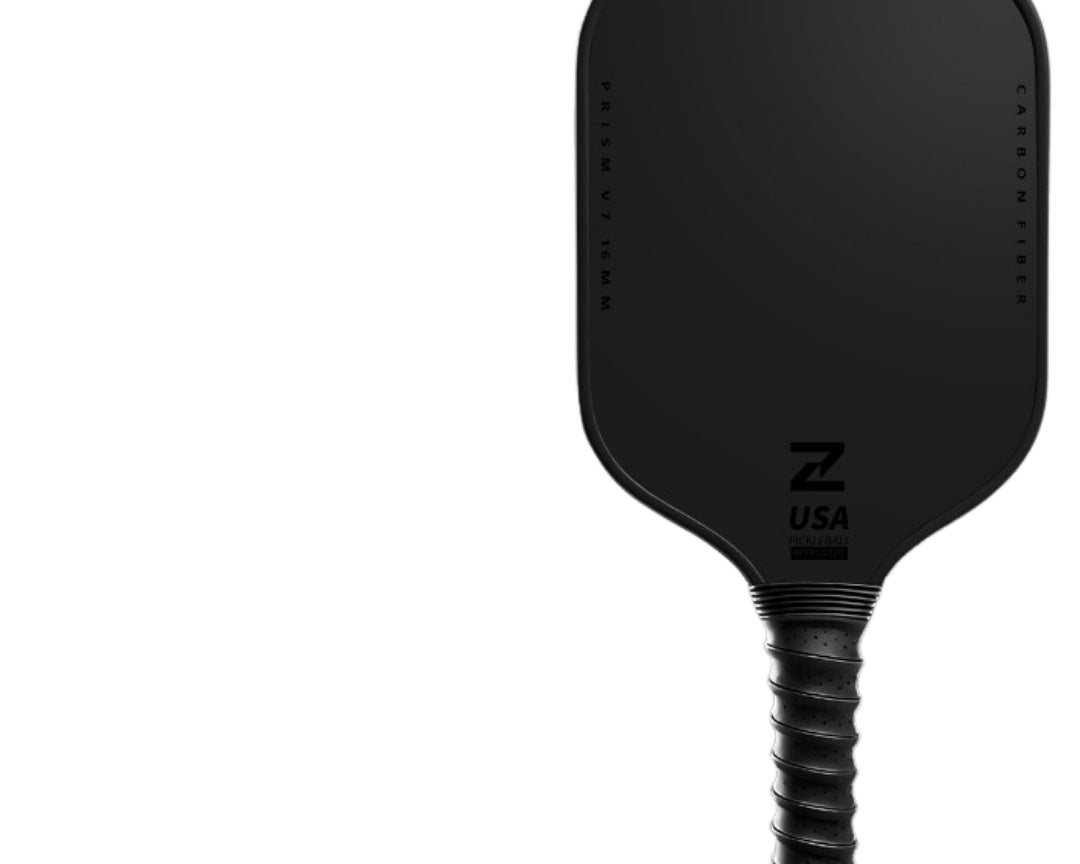 Prism V7 all-black carbon fiber pickleball paddle with T700 matte friction surface