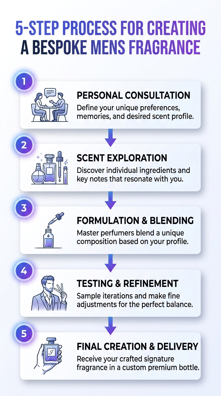 Infographic: 5-step process for creating a Bespoke Mens Fragrance.