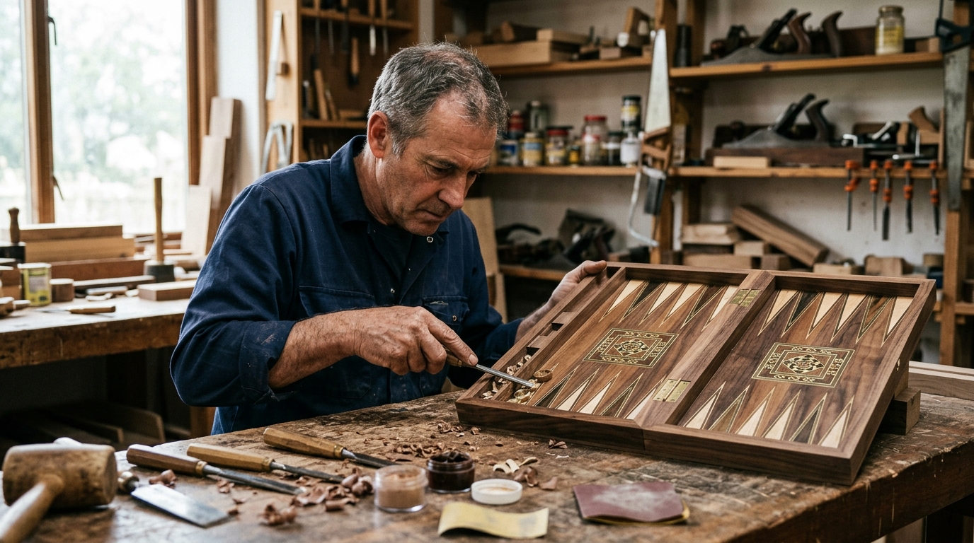The Tournament Hardwood Walnut backgammon board