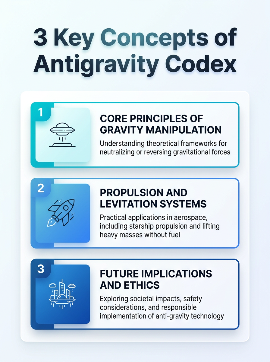 Antigravity com codex: infographic visualizing 3 key concepts and mechanisms.
