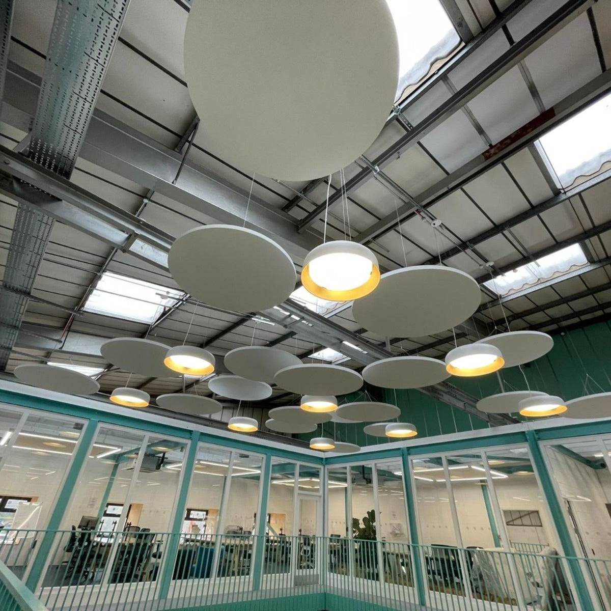 Ecophon Solo Circle rafts installed in ceiling