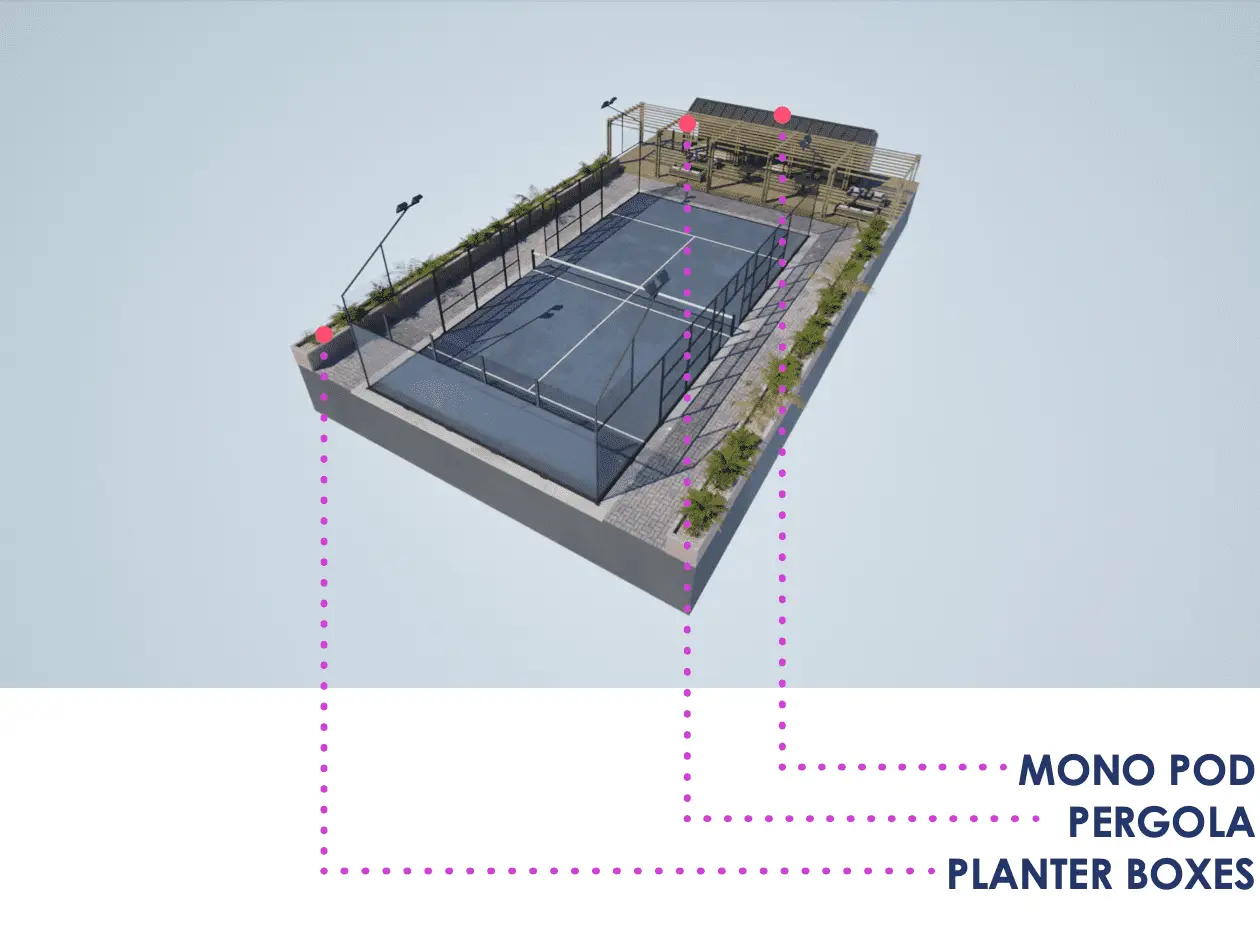 Commercial conversion for tennis court to padel court.