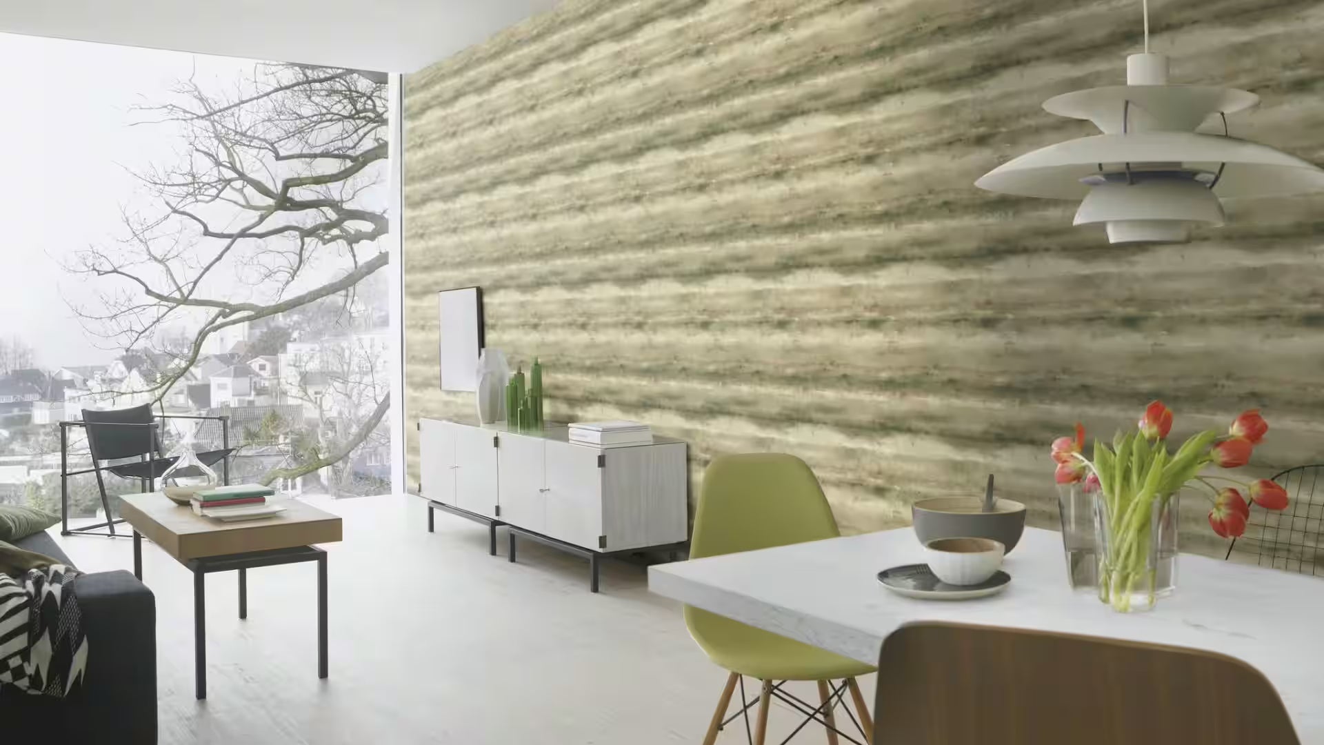 Painted Landscape Moss Wallpaper