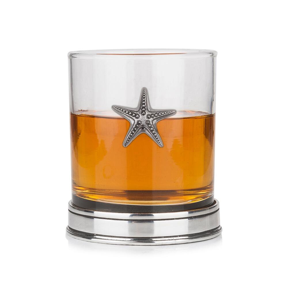 Starfish pewter whisky tumbler with polished base