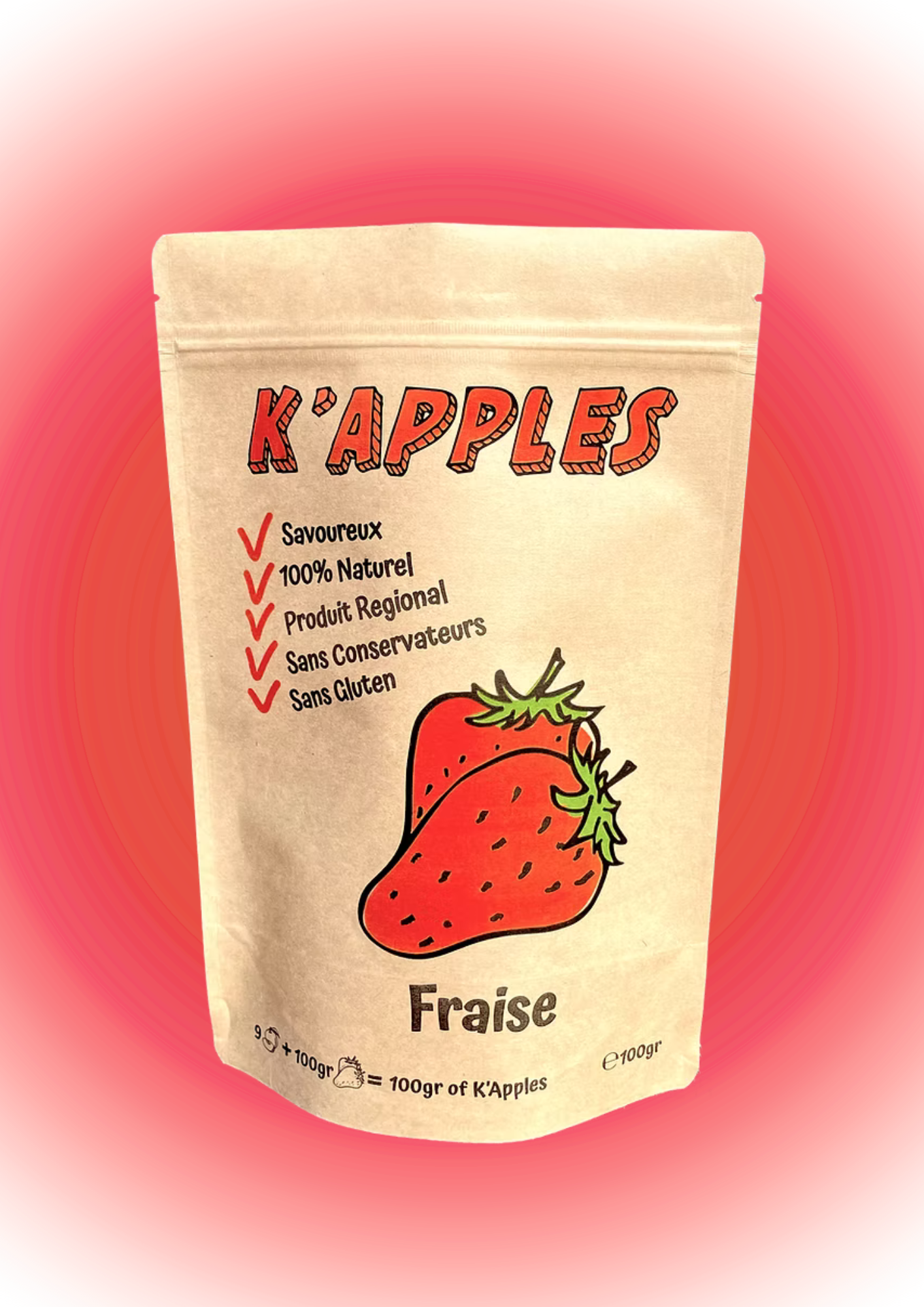 En-cas sans gluten pour enfants - cubes de fraise K'Apples