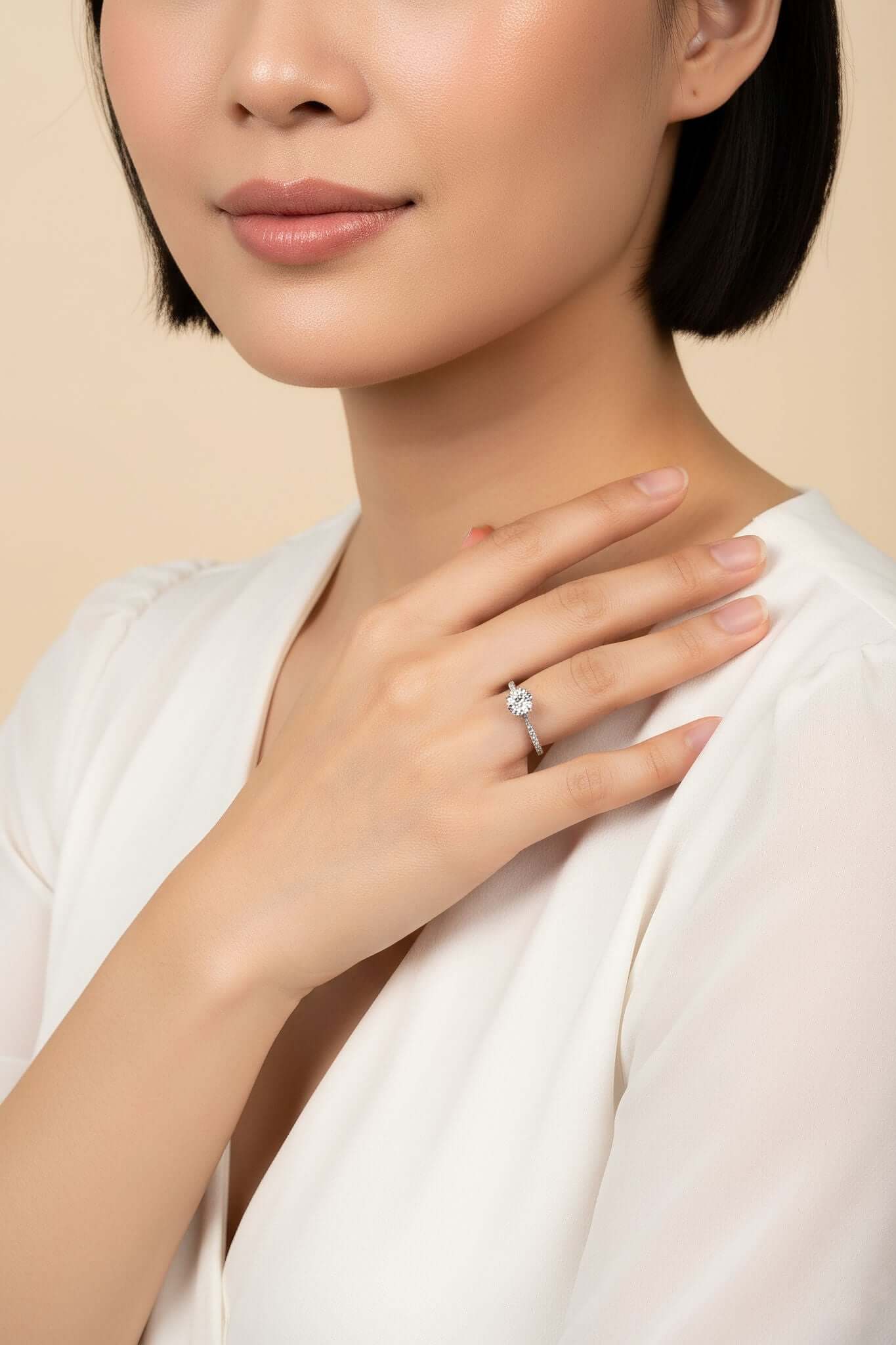 Moissanite Pavé Solitaire Ring NZ