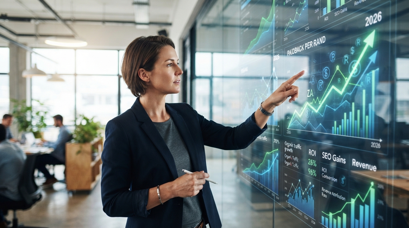 ROI-focused digital marketing dashboard tracking cost per lead in South Africa
Google Ads management packages for ROI-focused digital marketing campaigns
ROI comparison across digital marketing channels, email leading on return
Conversion optimization fixing leaks in a lead-generating homepage