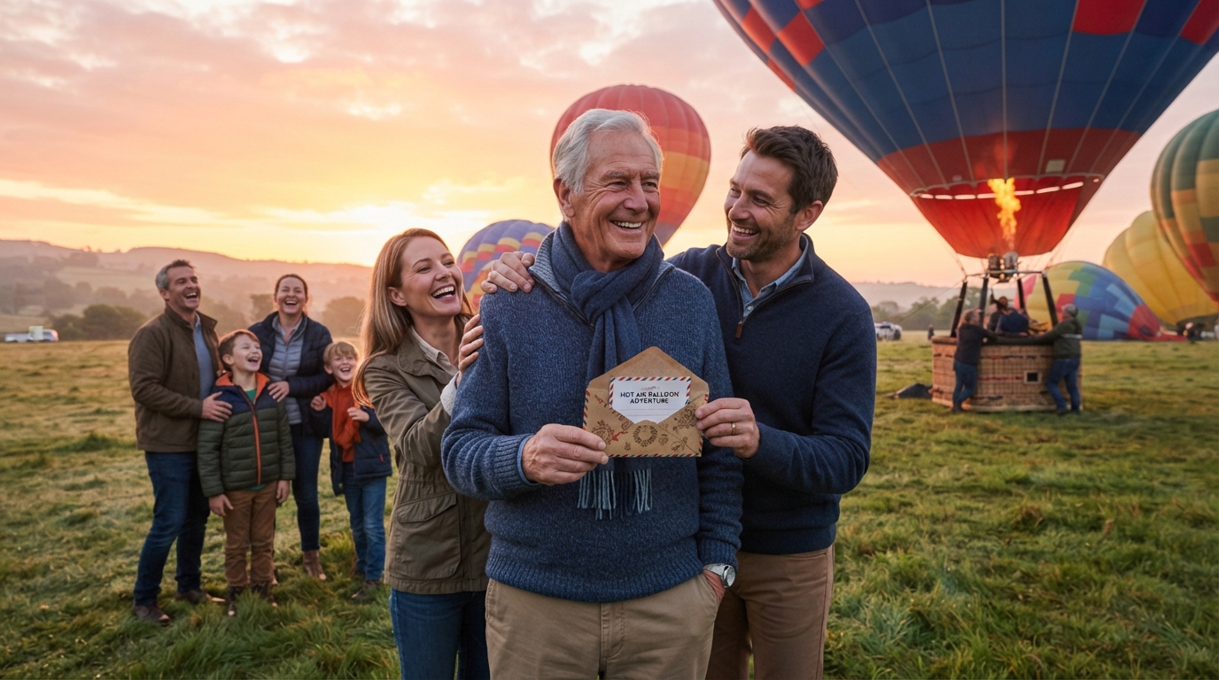 80 year enjoying hot ballooning day with family by URCordiallyInvited