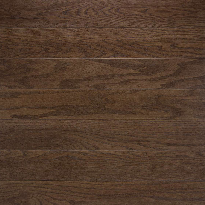 Close-up of dark brown hardwood planks with visible natural wood grain and seams