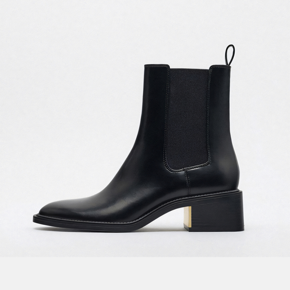 Bottine Chelsea cuir noir femme