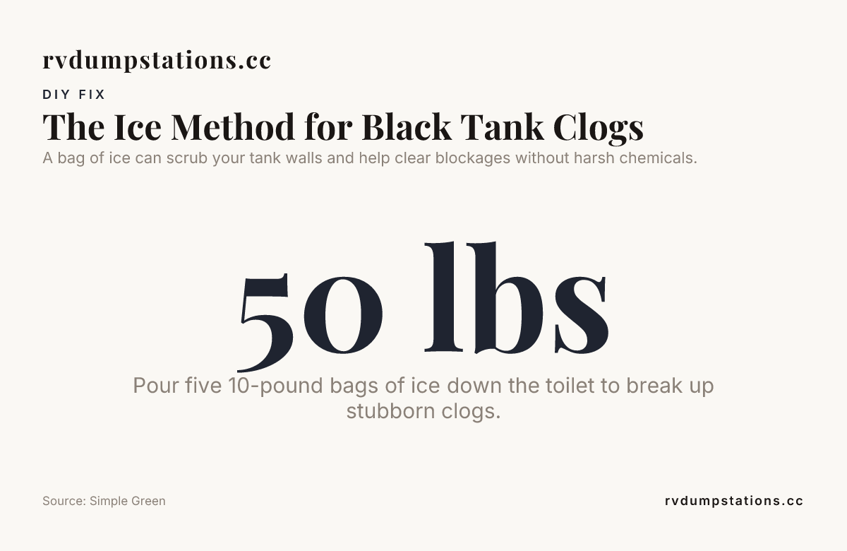 The Ice Method for Black Tank Clogs — data from Simple Green