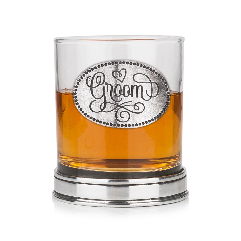 Groom pewter whisky tumbler with polished base