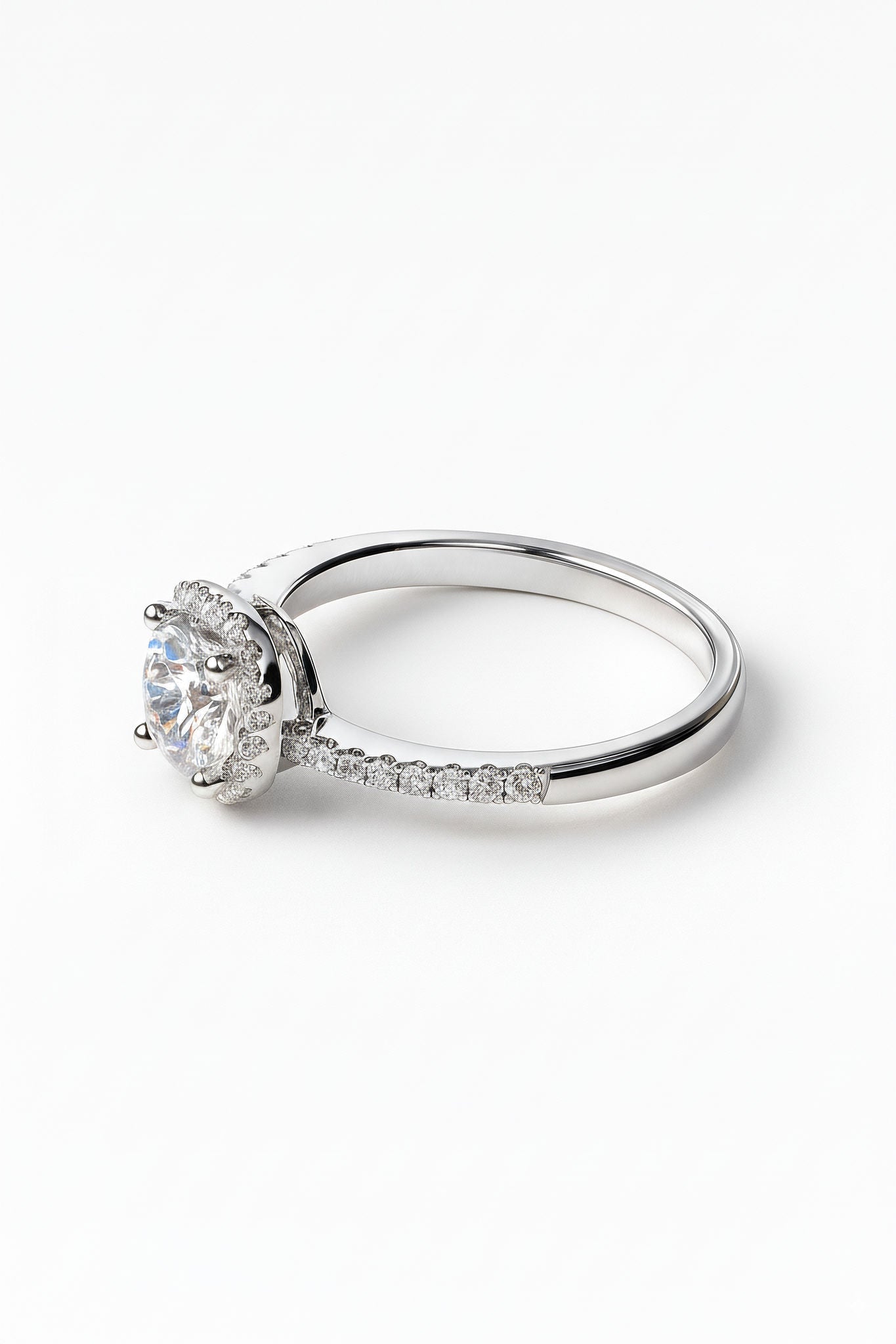 Round Halo Moissanite Ring close-up