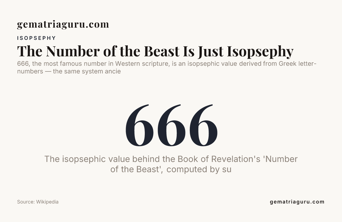 The Number of the Beast Is Just Isopsephy — data from Wikipedia
