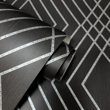Shard Trellis Charcoal Curved Wallpaper