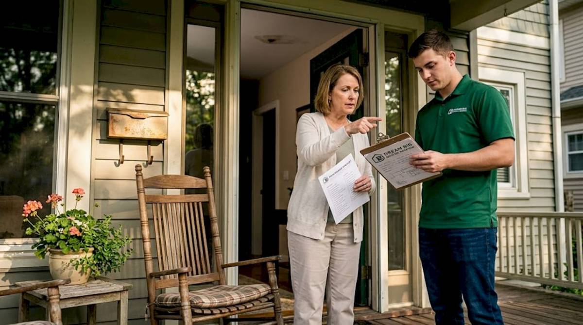 Dayton homeowner with roofer follow-up visit