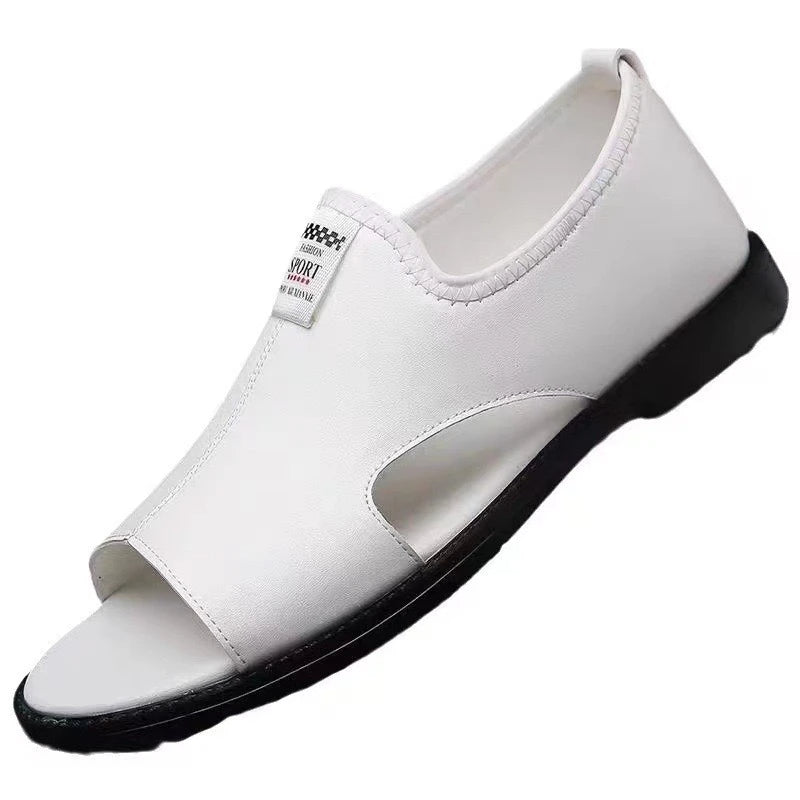 Chanclas de dedo hombre blancas cuero