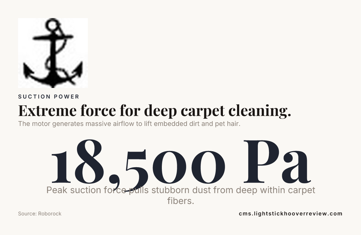 Extreme force for deep carpet cleaning. data from Roborock