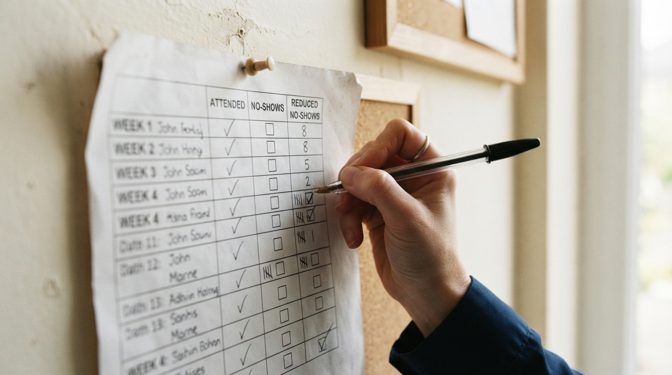 Small business owner reviewing a booking calendar on a tablet