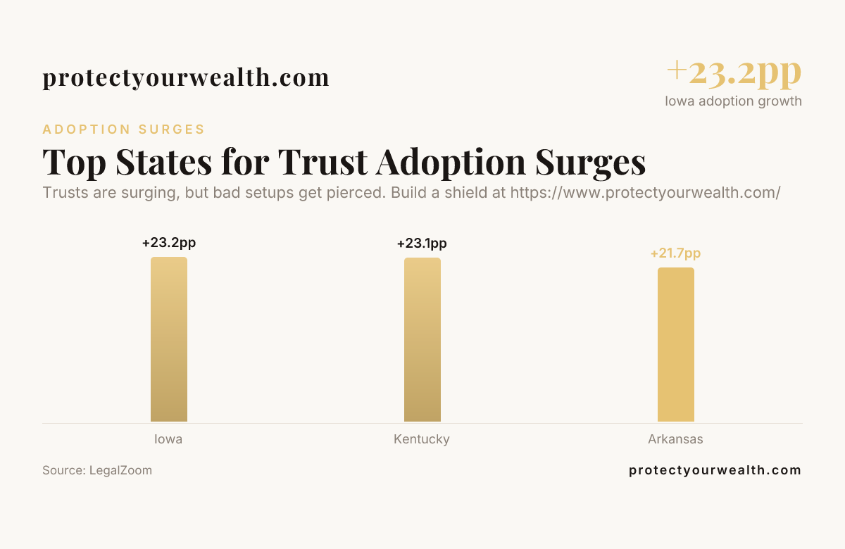 Top States for Trust Adoption Surges — data from LegalZoom