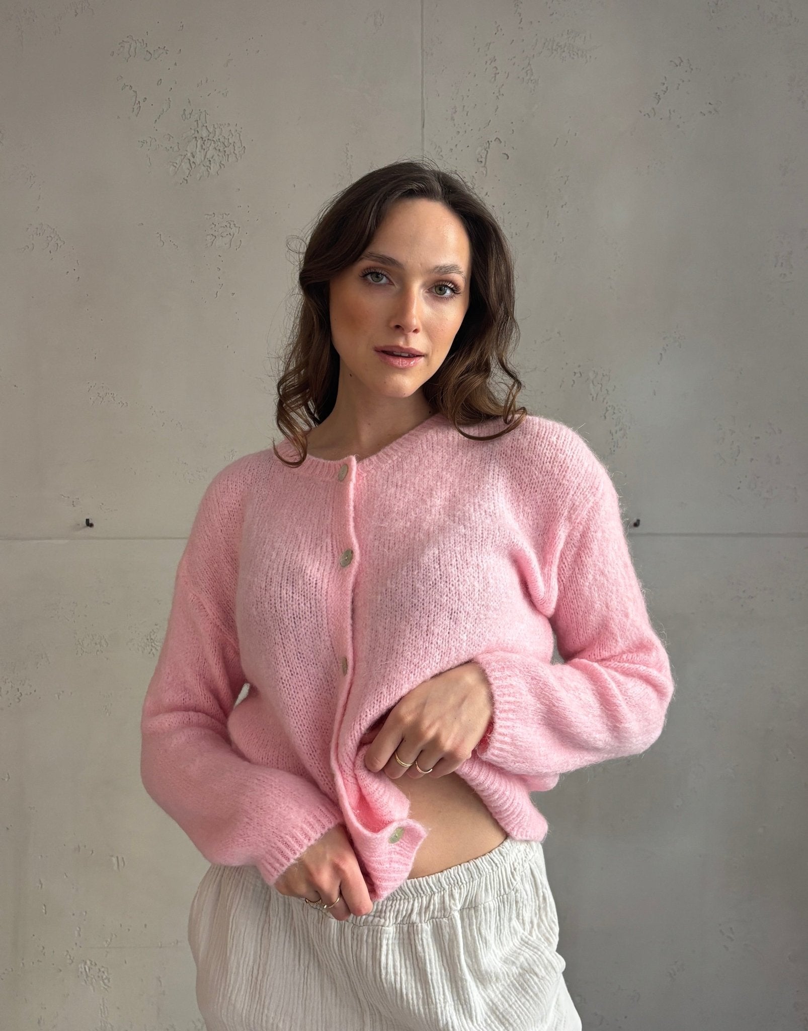 Mohair Strickjacke mit Rundhals - Bild 1