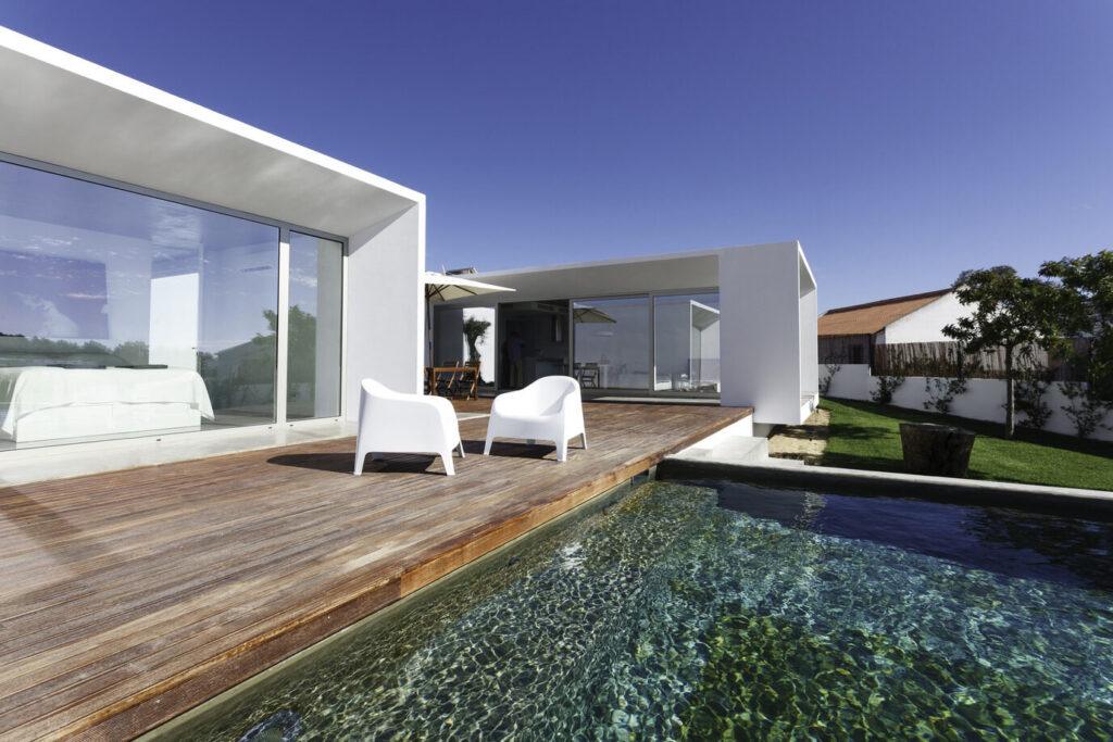 Deck Built Next To A Modern Geometric Pool
