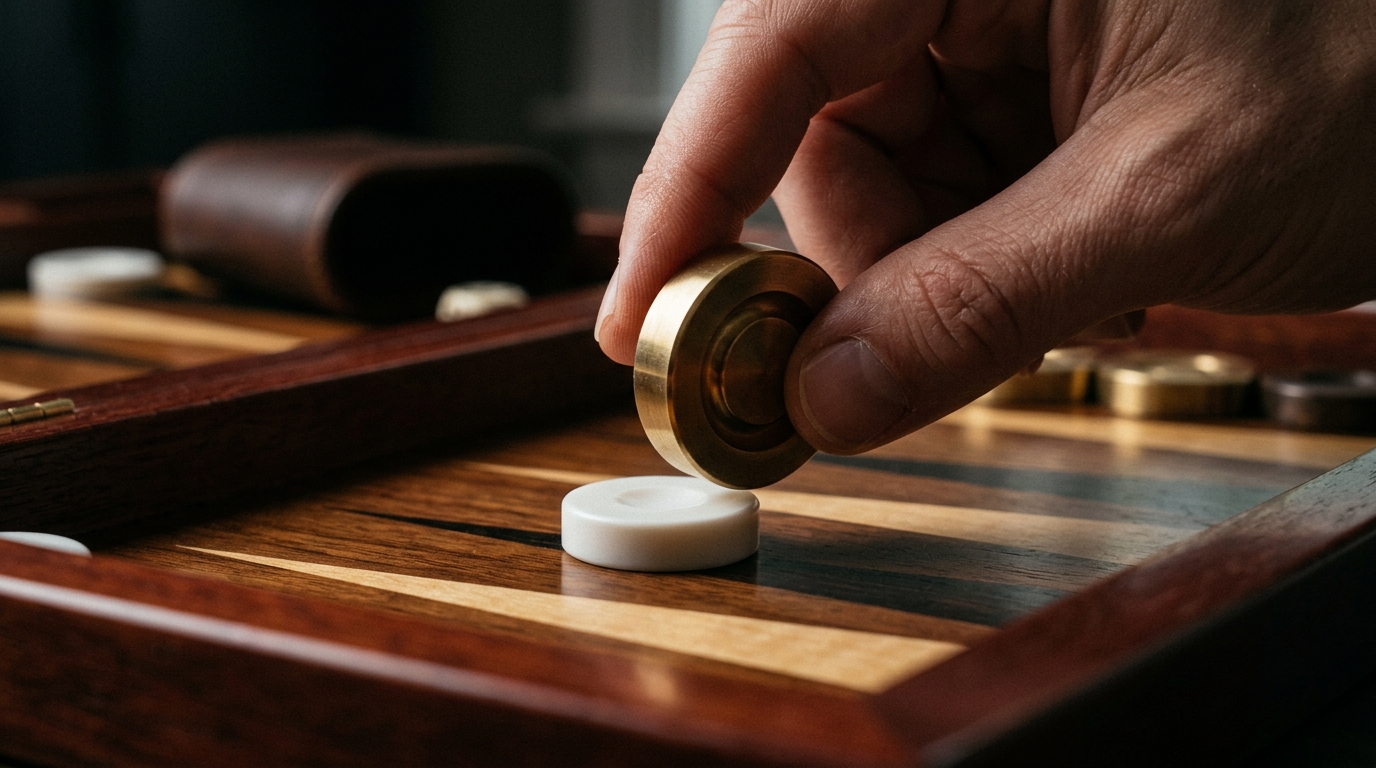 Weighted backgammon checkers on a hand-finished board