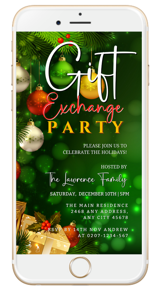 Green Yellow Red Presents Gift Exchange Party Evite