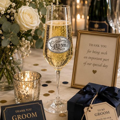 Groom pewter champagne glass