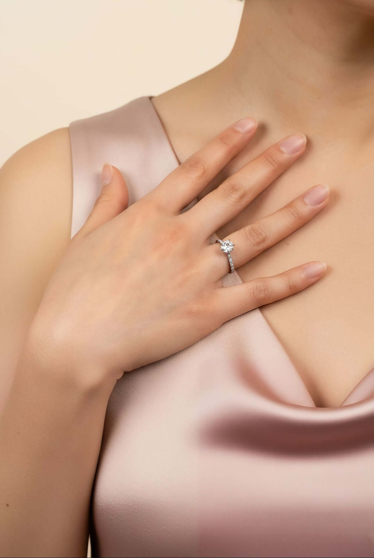 Moissanite Pavé Solitaire Ring side view
