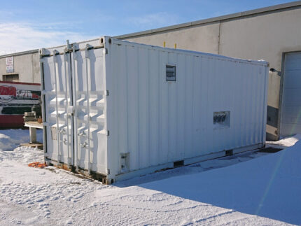 20ft speciality shipping container modified as a waste water treatment plant in Canada.