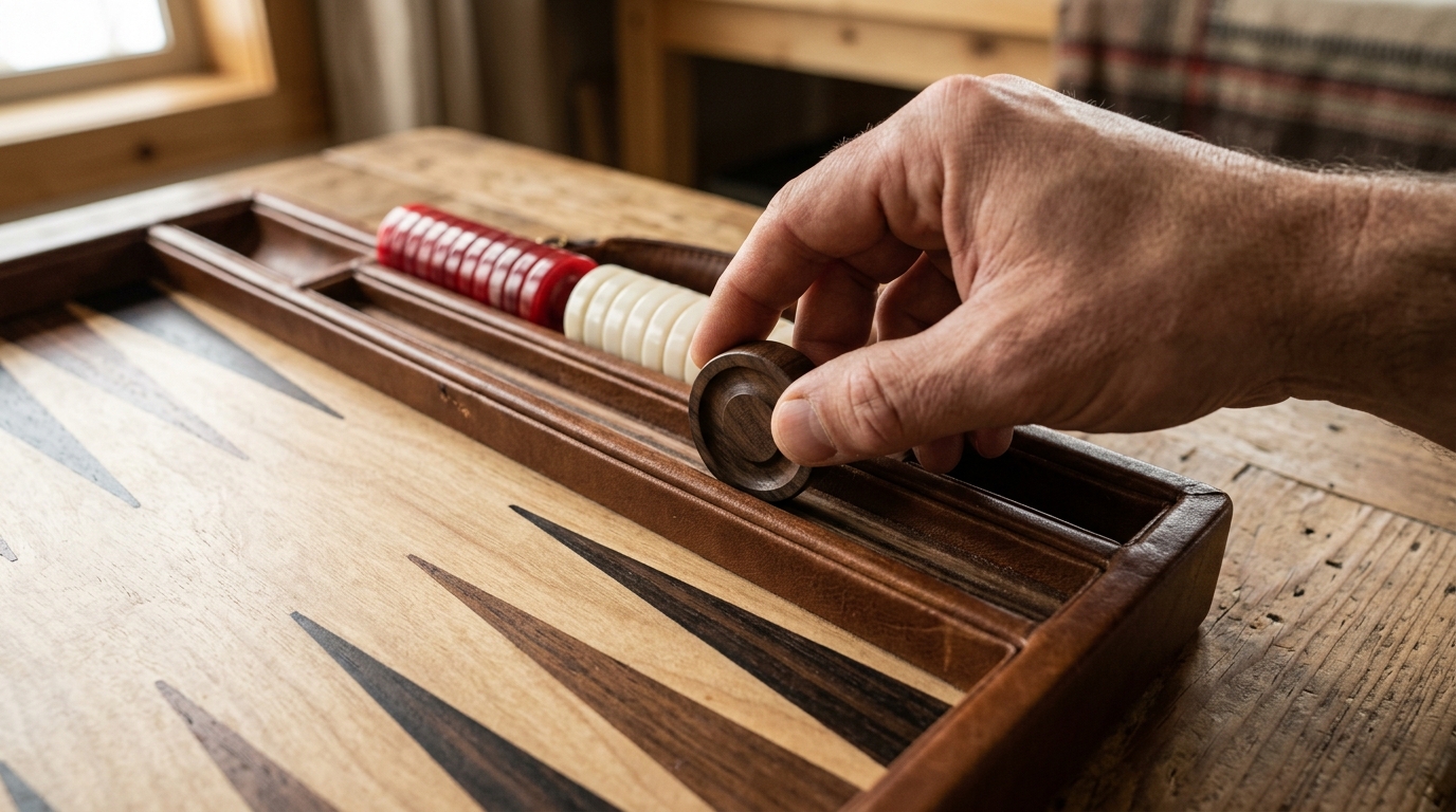 Backgammon checkers showing different material profiles