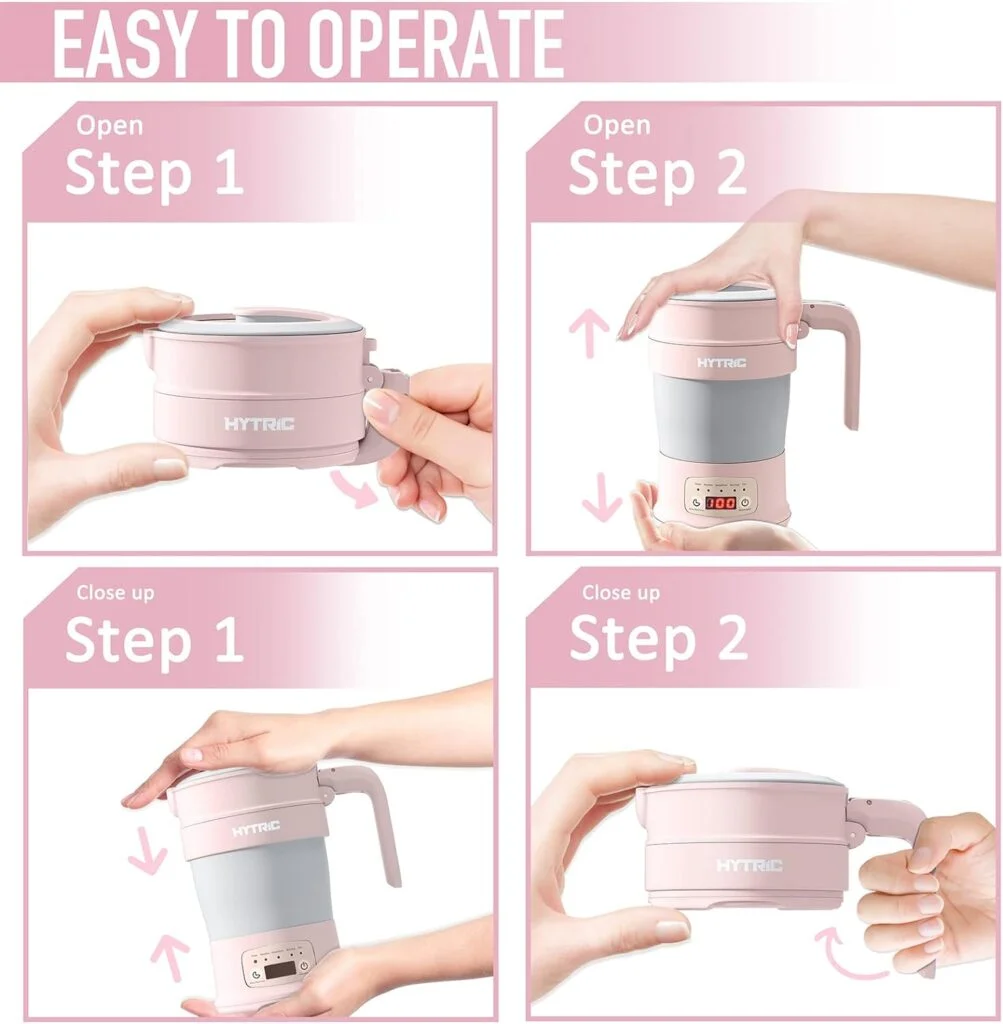 Portable kettle with a folding handle