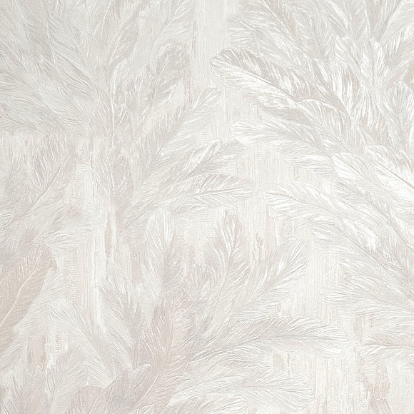 Silvana Feather Warm Ivory Bedroom Wallpaper