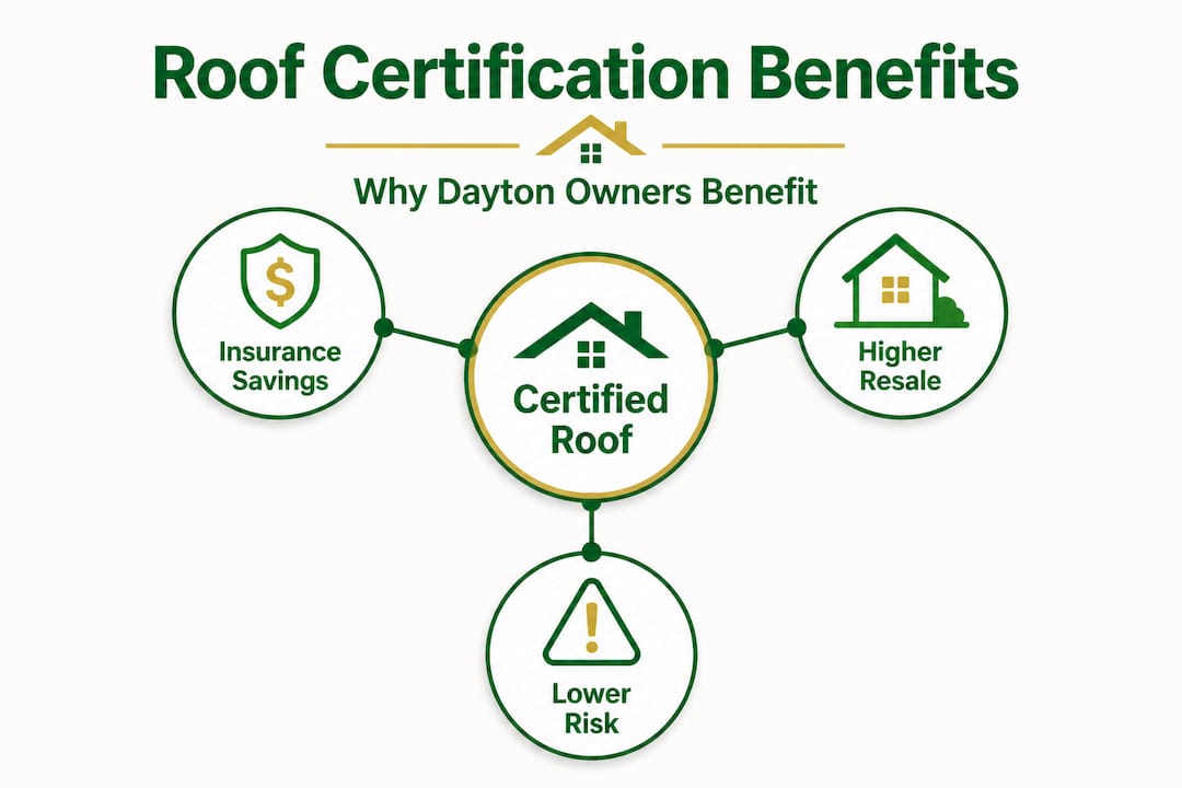 Infographic of roof certification benefits hierarchy