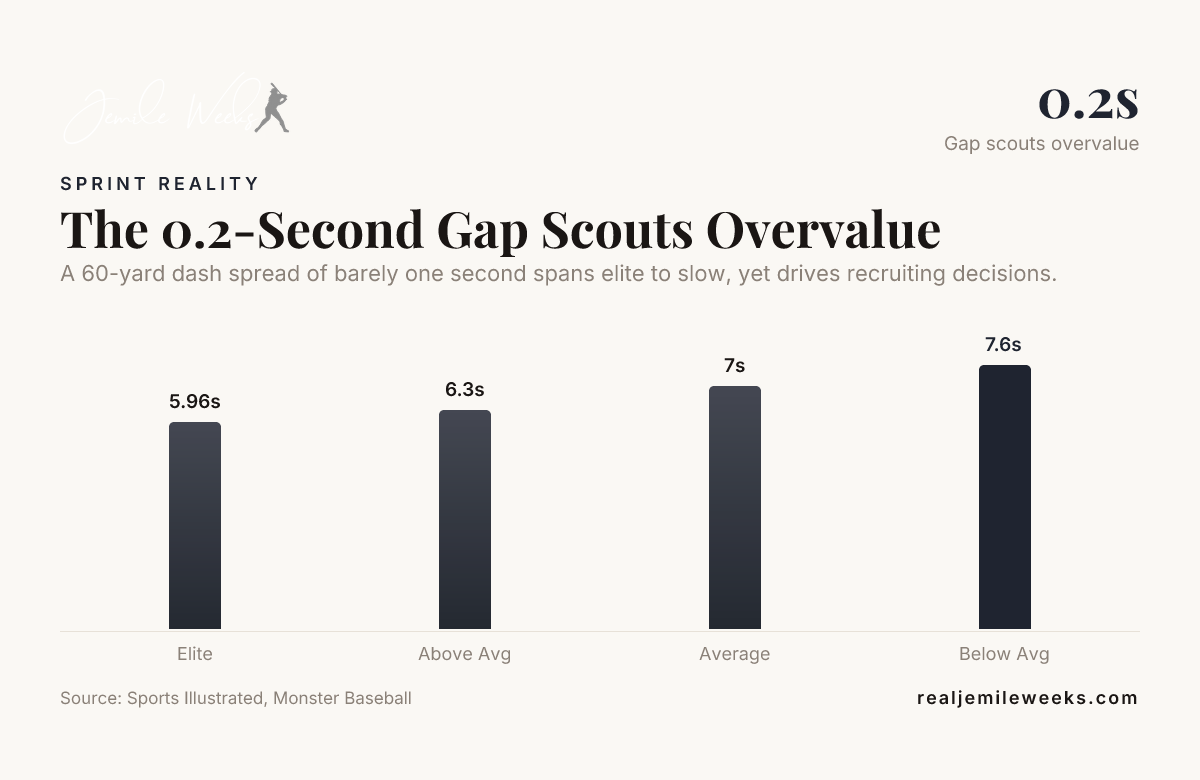 The 0.2-Second Gap Scouts Overvalue — data from Sports Illustrated, Monster Baseball