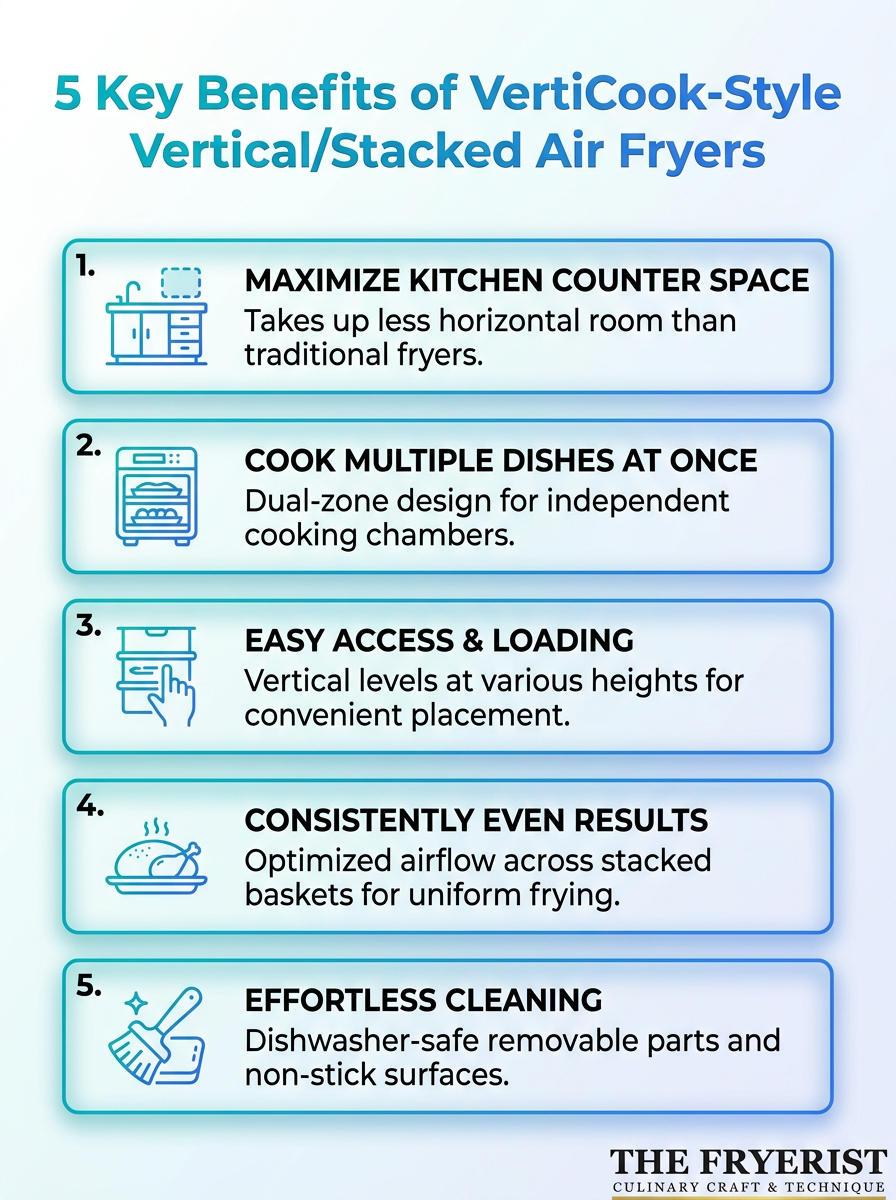 Space-saving vertical/stacked air fryers (VertiCook-style designs) gaining attention: 5 key benefits.