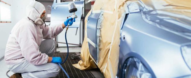 Vehicle paint repair in progress