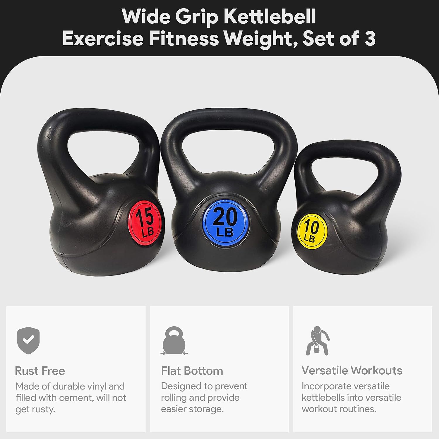 BalanceFrom Wide Grip Kettlebell Exercise Fitness Weight Set
